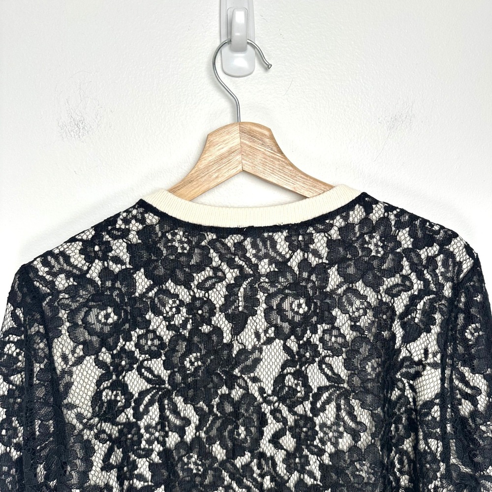 NWT Talbots Floral Lace Cardigan Ivory Black S - Picture 7 of 11